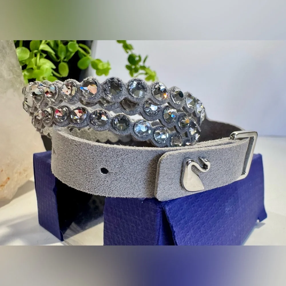 Swarovski Grey Power Slake Collection 3 Strand Crystal Bracelet NIB - Picture 8 of 13